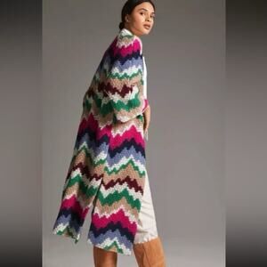 Vilagallo Chevron Knit Wool Sweater Duster Size ALL (fits small/medium)